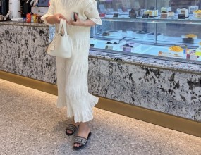 샤이니칠부소매롱플리츠원피스