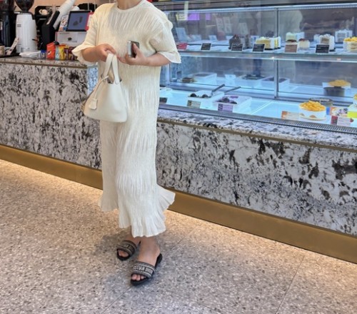 샤이니칠부소매롱플리츠원피스